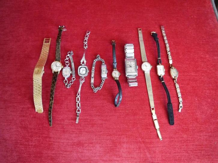 10 oude handopwind horloges, Sieraden, Tassen en Uiterlijk, Horloges | Antiek, Polshorloge, Overige merken, Overige materialen