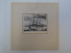 prent van een windjammer, zeilschip in passe partout, Gebruikt, Verzenden, Voor 1940, Prent