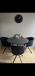 Eethoek/ Tafel en velvet stoelen zwart zitmaxx, Huis en Inrichting, Stoelen, Ophalen, Drie, Zwart, Zo goed als nieuw