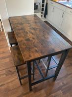 Nieuwe oud houten look bartafel + 4 krukken, Ophalen, Zo goed als nieuw