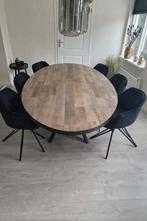 Ovale eettafel met 6 stoelen - industrieel design, Huis en Inrichting, Tafels | Eettafels, Ophalen