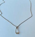 Zilveren ketting met zirkonia hangertje 38,5 cm, Verzenden, Zo goed als nieuw, Zilver, Zilver