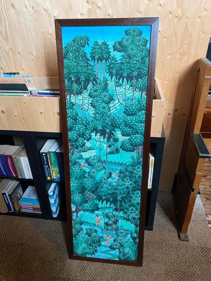 Bali Schilderij - Origineel Kunstwerk 150x30 cm, Antiek en Kunst, Kunst | Schilderijen | Klassiek, Ophalen of Verzenden