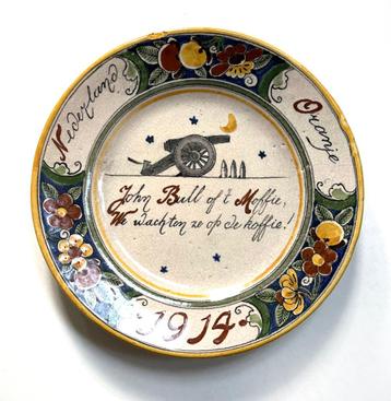 Mobilisatie Nederland John Bull of t Moffie Oranje 1914 bord beschikbaar voor biedingen