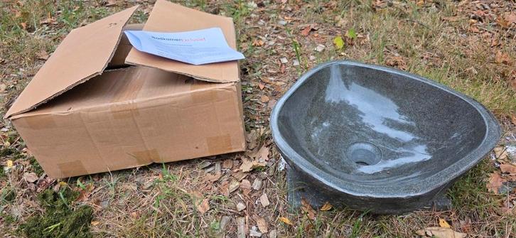 Riviersteen Waskom - Nieuw in Doos, Huis en Inrichting, Badkamer | Badkamermeubels, Nieuw, Wasbak of Wastafel, Minder dan 100 cm