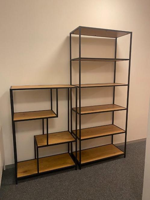 High wall rack Beige in wood look, black, Huis en Inrichting, Woonaccessoires | Wandplanken en Boekenplanken, Zo goed als nieuw