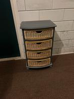 Kast met 4 rietenmandjes, Huis en Inrichting, Ophalen, Minder dan 50 cm, Gebruikt, Minder dan 100 cm
