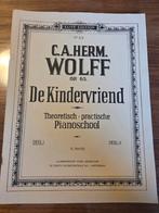 Muziekboek C.A. Herm. Wolff - De Kindervriend Pianoschool, Gebruikt, Klassiek, Les of Cursus, Ophalen of Verzenden