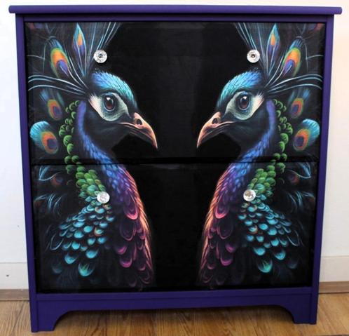 Paarse schoenenkast “True Colours”, pauwen, kast, eclectisch, Huis en Inrichting, Kasten | Schoenenkasten, Zo goed als nieuw, Ophalen of Verzenden