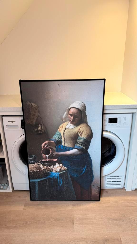 Vermeer Melkmeisje - Zwarte Baklijst, Antiek en Kunst, Kunst | Schilderijen | Klassiek, Ophalen