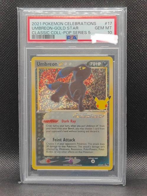 Psa 10 Umbreon Goldstar, Hobby en Vrije tijd, Verzamelkaartspellen | Pokémon, Zo goed als nieuw, Losse kaart, Ophalen of Verzenden