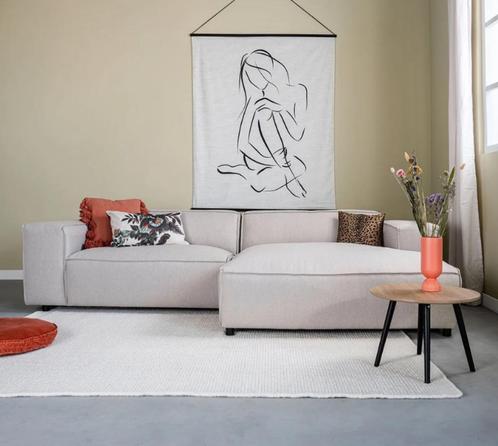 Beige hoekbank chaise lounge, Huis en Inrichting, Banken | Sofa's en Chaises Longues, Zo goed als nieuw, Ophalen of Verzenden
