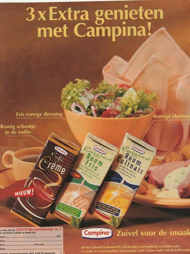 Retro reclame 1997 Campina zuivel roomfris feestdagen, Verzamelen, Retro, Overige typen, Verzenden