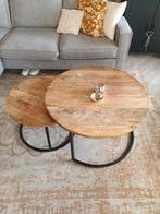 Set mangohouten salontafels, 50 tot 100 cm, Rond, Zo goed als nieuw, Minder dan 50 cm