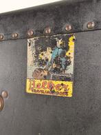 Antieke Belber stoomkoffer van zwart leer 1924 reisgarderobe, Antiek en Kunst, Ophalen