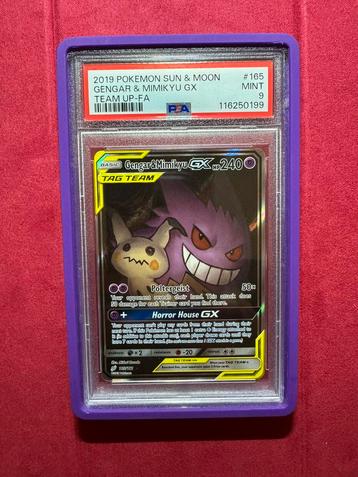 Gengar & Mimikyu GX tag team PSA 9 beschikbaar voor biedingen