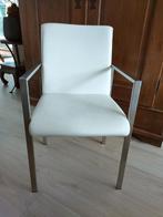 6 stuks witte (off white) kalfslederen stoelen nieuwstaat, Ophalen, Zo goed als nieuw, Wit