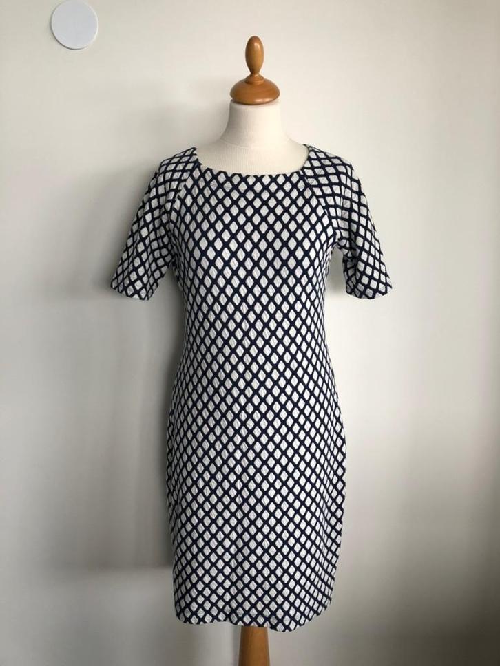 Jurk baluw/wit, maat S, Kleding | Dames, Jurken, Gedragen, Maat 36 (S), Blauw, Verzenden