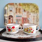 2 vintage soepkommen met wilde bloemen, Ophalen of Verzenden