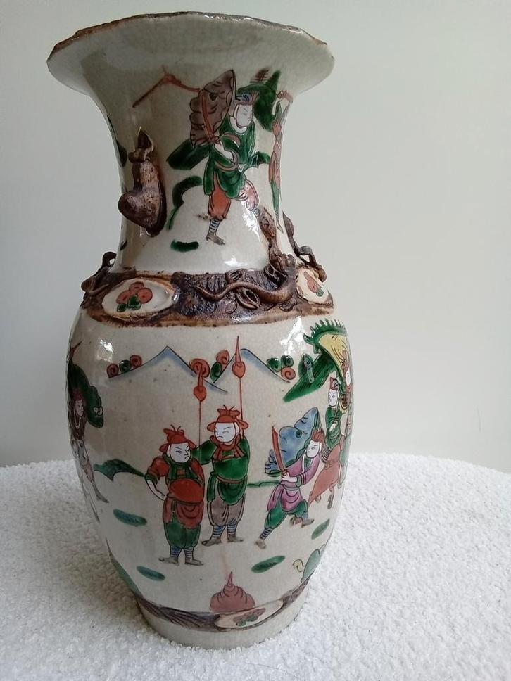 Nanking Porselein Vaas, 19e Eeuw, Krijger Motief, Antiek en Kunst, Antiek | Vazen, Ophalen