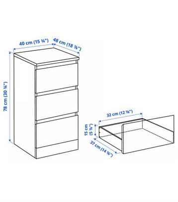 Ladekast / nachtkastje IKEA MALM zwart - afbeelding 3