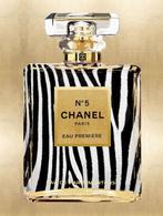 Glasschilderij Parfum fles Chanel met zebra print GL-252