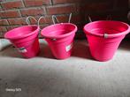 Roze Bloempotten met Hangers - Set van 3, Huis en Inrichting, Emmers, Ophalen of Verzenden, Gebruikt, Kunststof, Met handgreep
