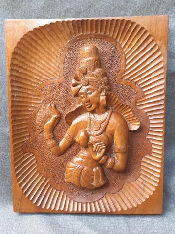 Houten wandbord "Balinese danseres" beschikbaar voor biedingen