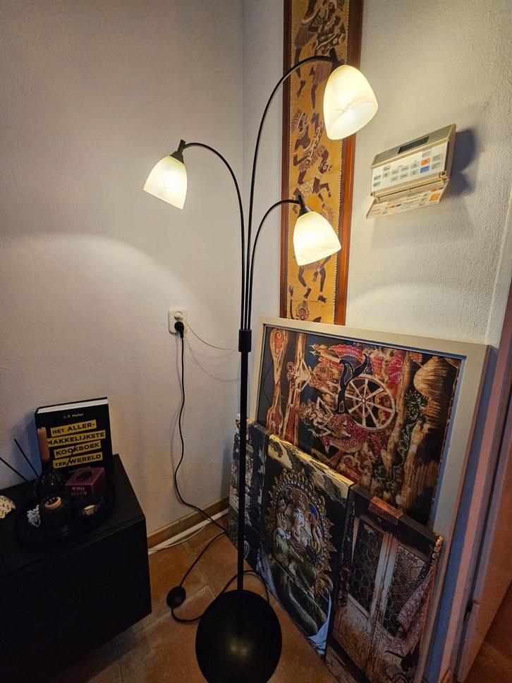 Mooie Staande Lamp met 3 Armen, Huis en Inrichting, Lampen | Vloerlampen, Gebruikt, 150 tot 200 cm, Glas, Metaal, Ophalen