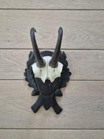 Mooie gems schedel met hoorns op schild Mancave Jacht c84, Verzamelen, Ophalen of Verzenden, Wild dier, Schedel