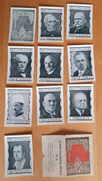 10 PRO FINLANDIA ZEGELS VOOR FINLAND'S ROODE KRUIS  beschikbaar voor biedingen