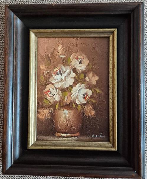 S.Barton Still Life Oil Painting 13cm x 18cm - Vintage, Antiek en Kunst, Kunst | Schilderijen | Klassiek, Ophalen of Verzenden