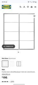 IKEA PAX Schuifdeuren Aluminium/Glas 200x236, Huis en Inrichting, Ophalen, 200 cm of meer, Met hangruimte, Zo goed als nieuw