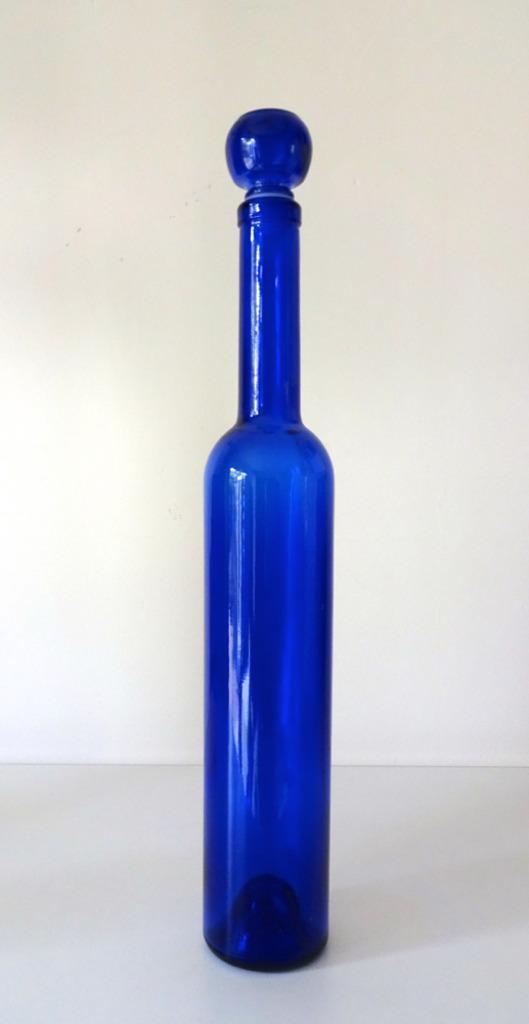 Glazen fles met stop recht model helder blauw 2208-g, Antiek en Kunst, Antiek | Glas en Kristal, Ophalen of Verzenden