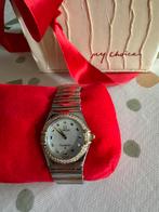 Omega horloge bezet met diamanten, Overige merken, Staal, Gebruikt, Polshorloge