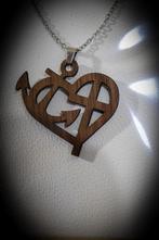 Halsketting houten hanger geloof hoop en liefde, Overige materialen, Verzenden, Nieuw, Kruis of Symbool
