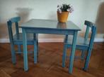 Ikea Kritter kindertafel + 2 stoelen, blauw, Ophalen, Gebruikt, Tafel(s) en Stoel(en)