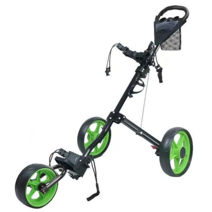 Golftrolley 3 wielen pushcart met groene accenten NIEUW, Sport en Fitness, Golf, Nieuw, Golfkar, Overige merken, Ophalen of Verzenden
