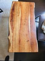 Industriele salontafel met boomstam hout en stalen onderstel, Huis en Inrichting, Tafels | Salontafels, Ophalen, Rechthoekig, 50 tot 100 cm