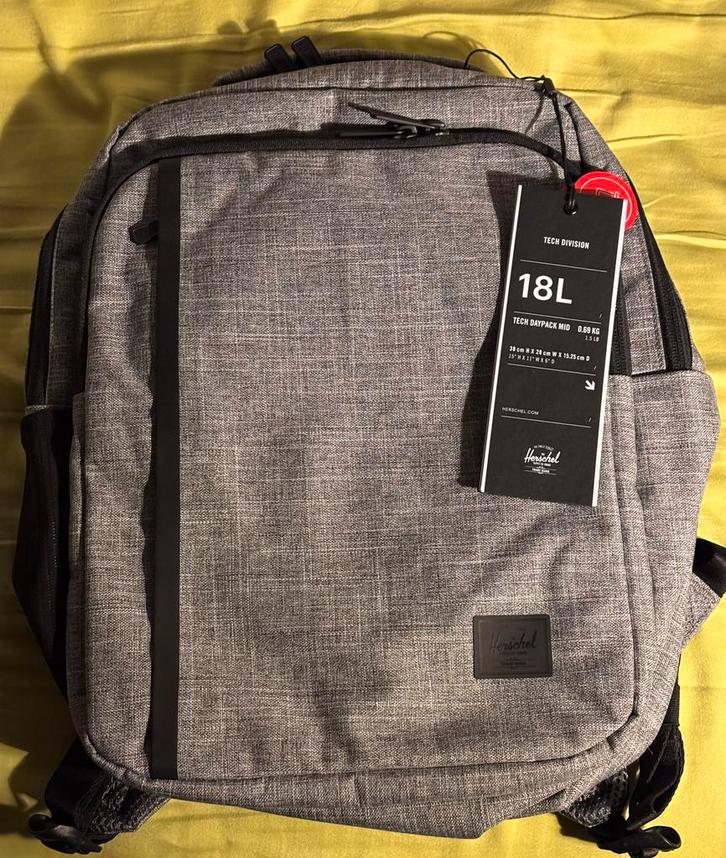 Herschel tech daypack mid rugzak grijs 18L origineel, Sieraden, Tassen en Uiterlijk, Tassen | Rugtassen, Nieuw, Overige merken