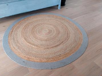 Rond Jute Vloerkleed met Grijze Rand beschikbaar voor biedingen