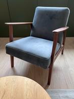 Ikea EKENÄSET fauteuil - Grijs velours, donker hout, Huis en Inrichting, Ophalen, Gebruikt, Hout, 75 tot 100 cm