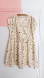 Vintage zomer jurk - gebroken wit met bruin stippenpatroon, Overige kleuren, Verzenden, Maat 46/48 (XL) of groter, Zo goed als nieuw