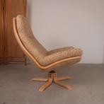 Royale Vintage jaren 70 fauteuil - Nieuw gestoffeerd wol, Ophalen, Onbekend, 75 tot 100 cm, Zo goed als nieuw
