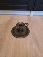 Antieke Tinnen Kandelaar met Handvat, Gebruikt, Ophalen of Verzenden, Metaal, Grijs