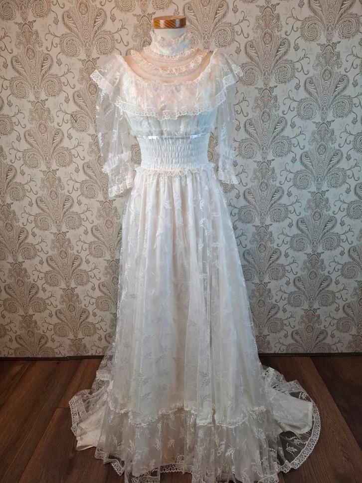 Vintage Bruidsjurk mt 36 - Kant & Sleepje, Kleding | Dames, Trouwkleding en Trouwaccessoires, Zo goed als nieuw, Trouwjurk, Overige kleuren