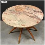 Italiaans Midcentury Salontafel Spiderpoten marmer Tafel, Gebruikt, Rond, 55 tot 75 cm, Nb