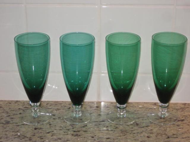 4 Champagne glazen bier tulpen Carnaval M Verboeket Maastr, Antiek en Kunst, Antiek | Glas en Kristal, Ophalen of Verzenden