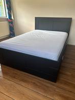 Bed zwart 140 x 200, Ophalen, Zwart, Tweepersoons, 140 cm