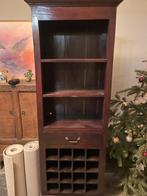 Teak Houten vintage retro Wijnkast met Opbergruimte, Huis en Inrichting, Kasten | Vitrinekasten, Ophalen, Minder dan 50 cm, Gebruikt